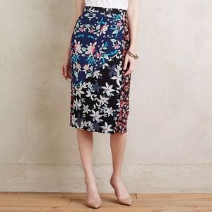 Anthropologie Duskbloom Silk Skirt
